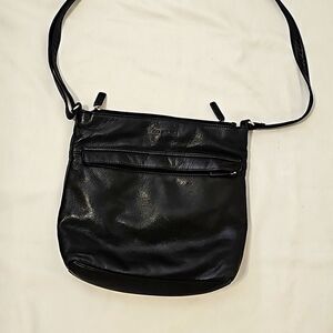Jack Georges Black Leather Crossbody Bag